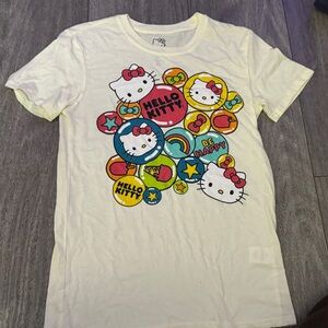 Sanrio Hello Kitty Short Sleeve Tee - Cream with Multicolor Graphics